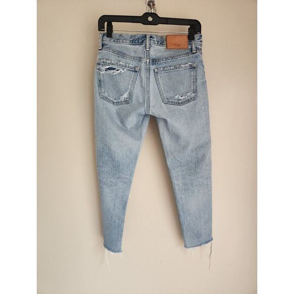 MOUSSY VINTAGE Cropped Distressed Tapered Skinny Jeans Sz 24 Inseam 23'' #1F414 - Picture 3 of 10